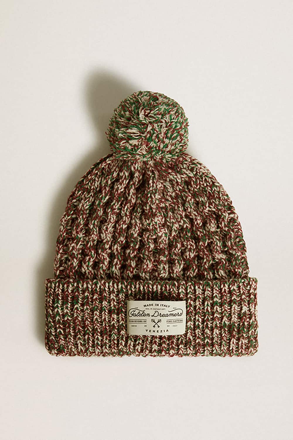 Multicolored wool beanie with pompom| Golden Goose