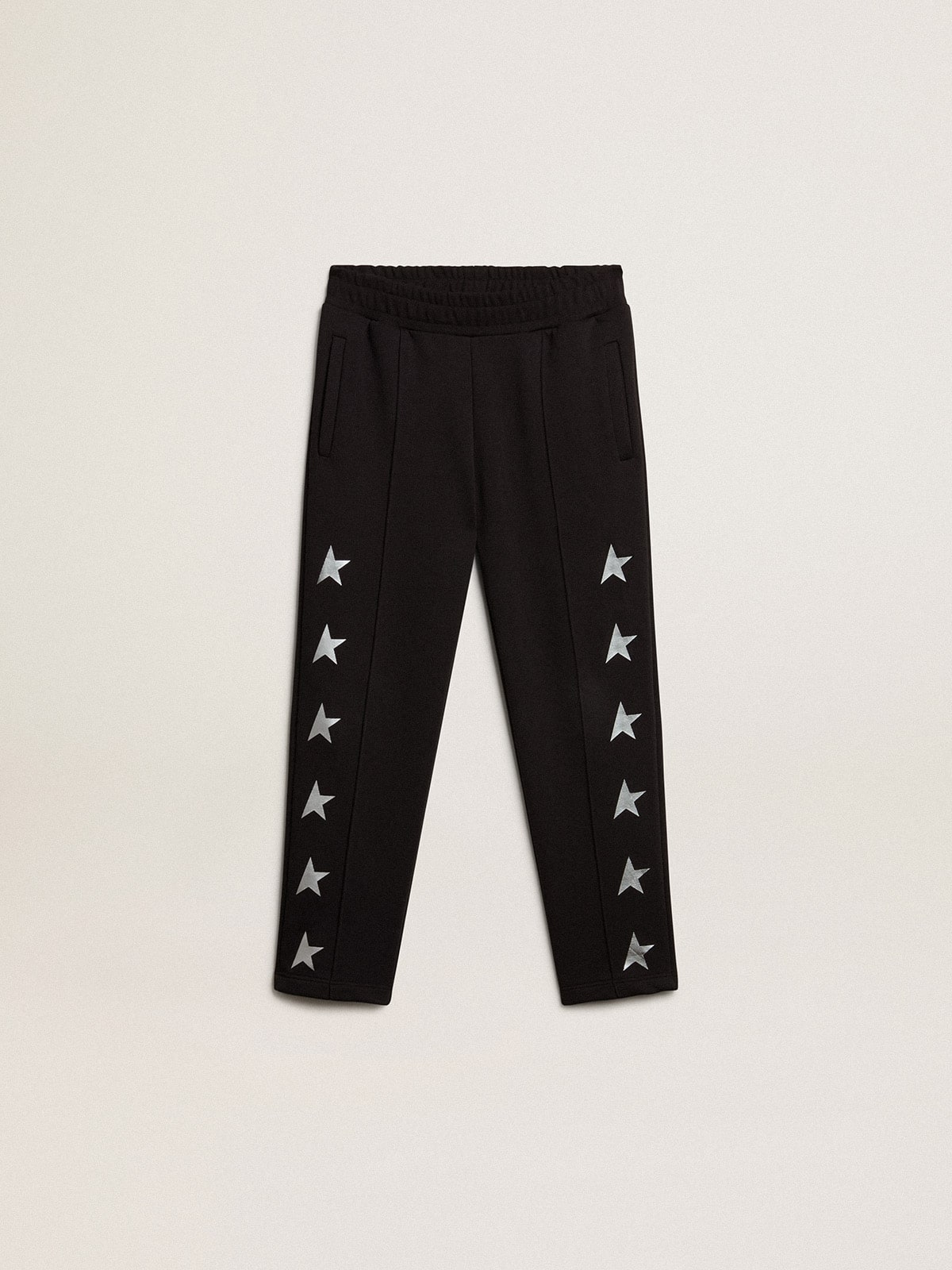 Boys' black joggers with white stars| Golden Goose