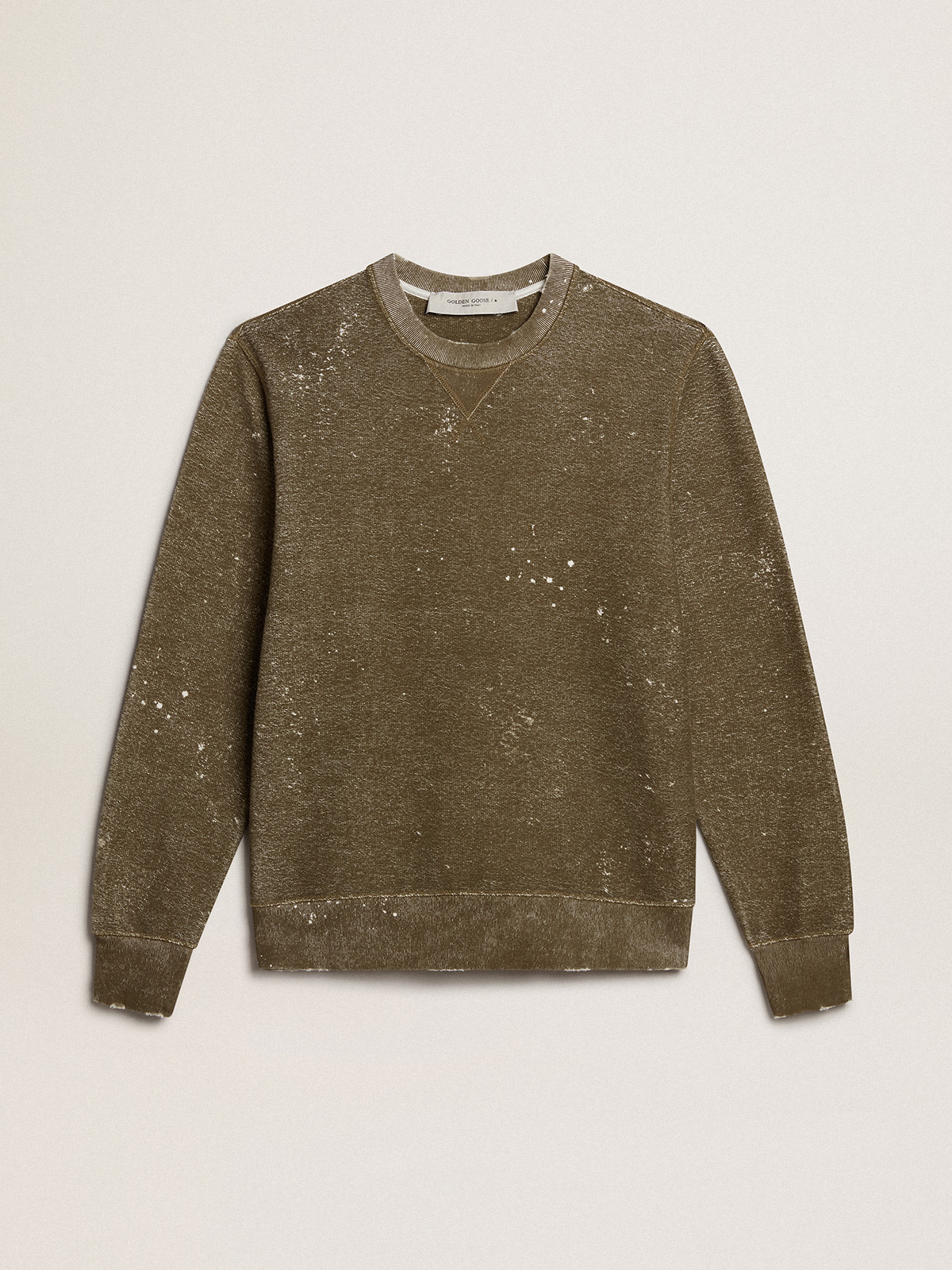 Vintage-effect beech-colored cotton sweatshirt| Golden Goose