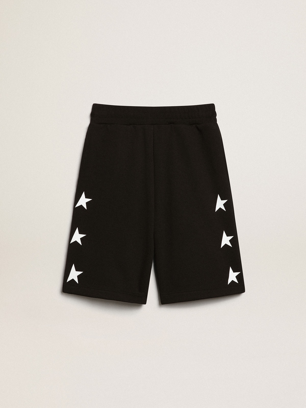 Boys' black Bermuda shorts with white stars| Golden Goose