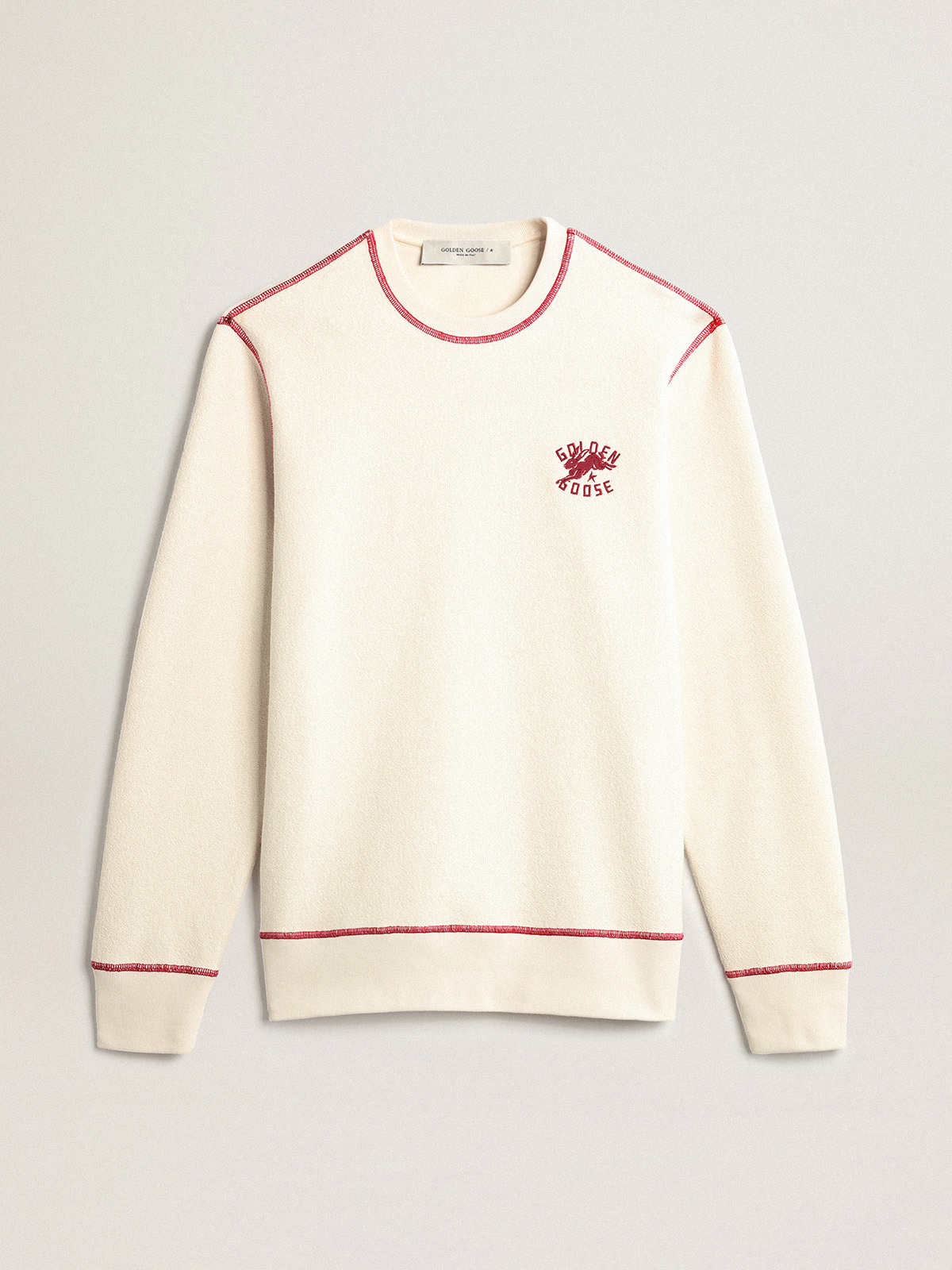 Men's heritage white sweatshirt with CNY logo| Golden Goose