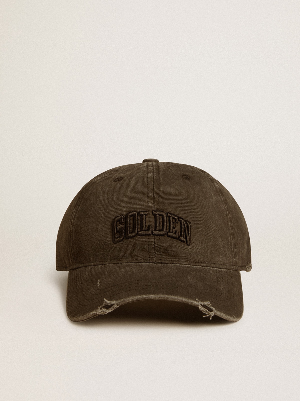 Gray distressed baseball cap with embroidery| Golden Goose