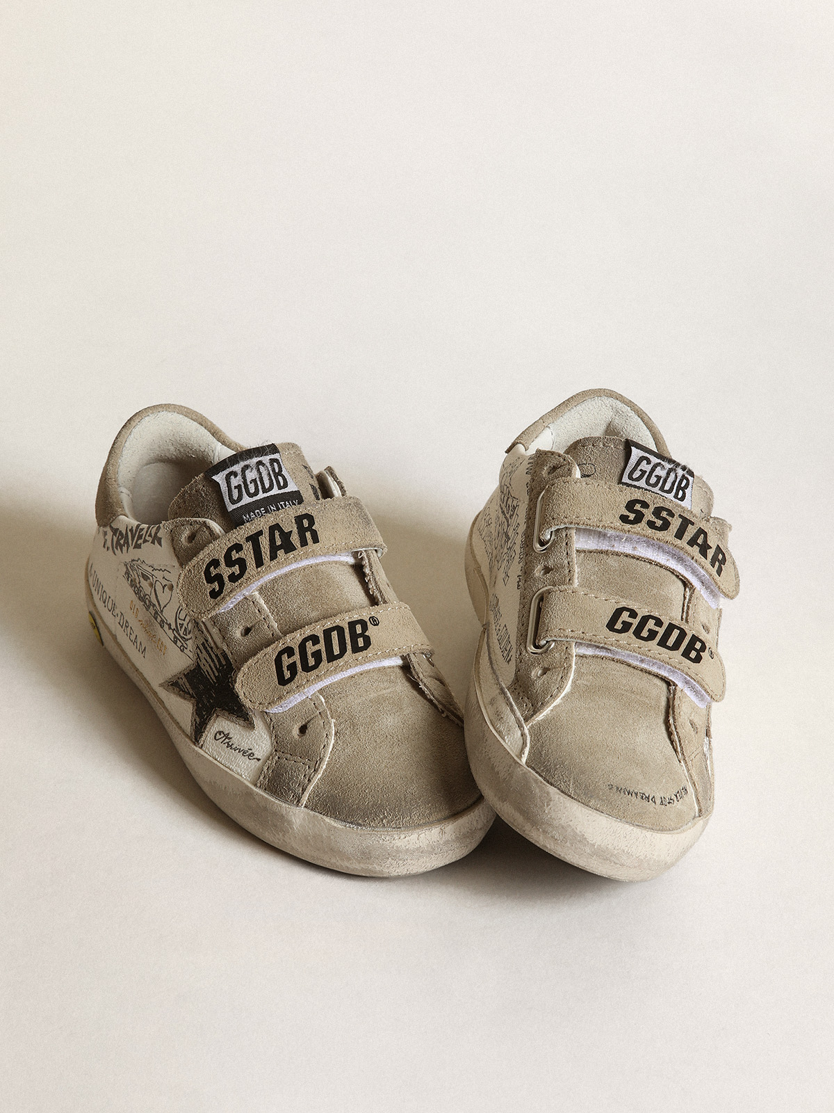 Young Old School in white nappa with dove gray inserts| Golden Goose