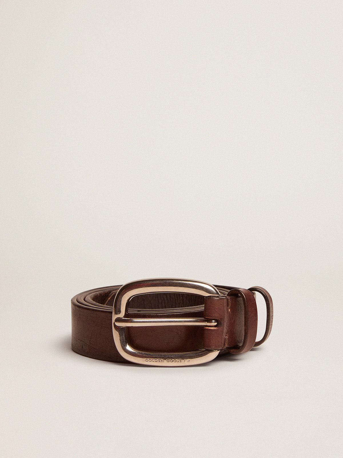 Brown Houston belt in washed leather| Golden Goose