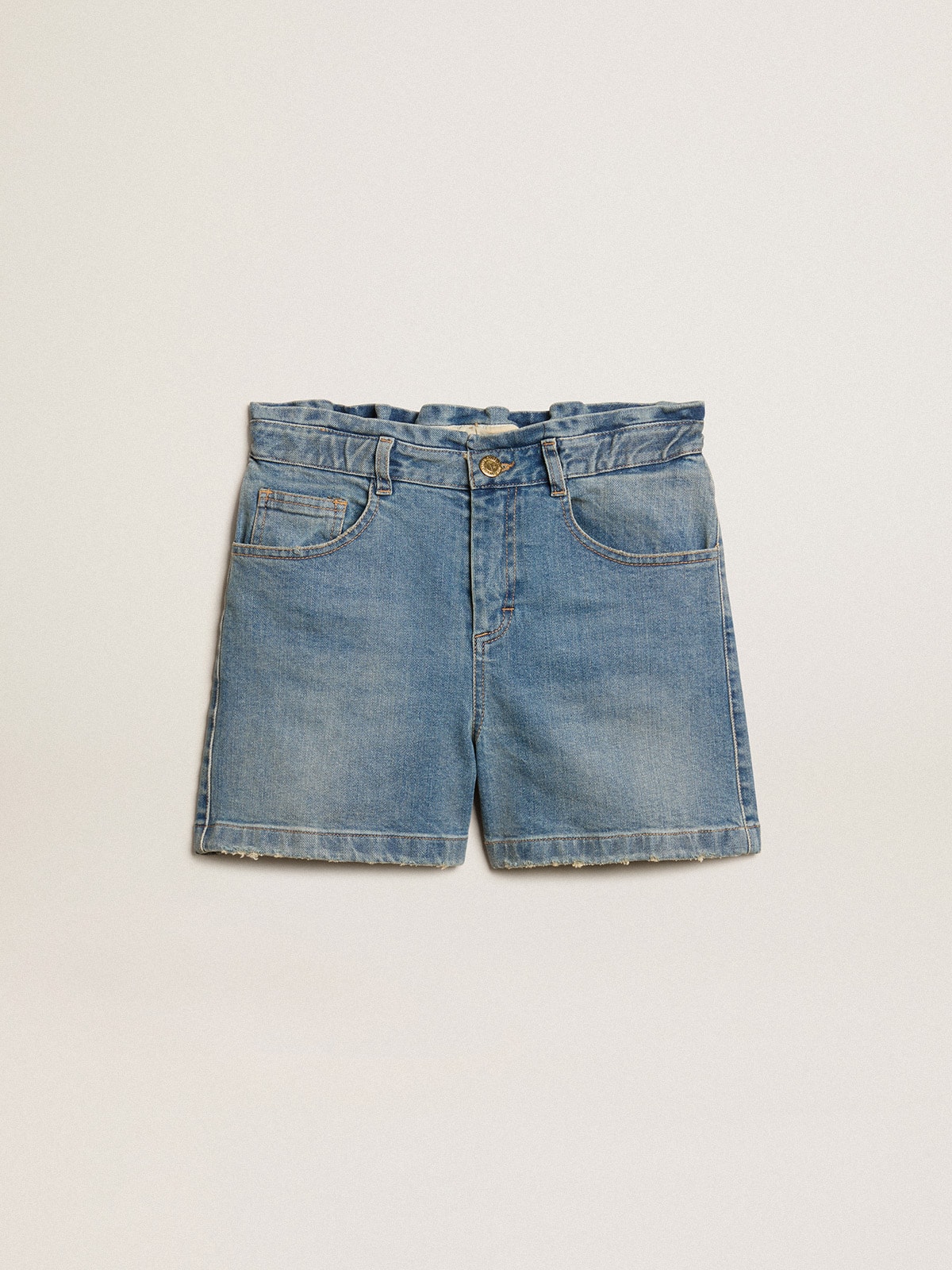 Girls' denim shorts with distressed finish| Golden Goose