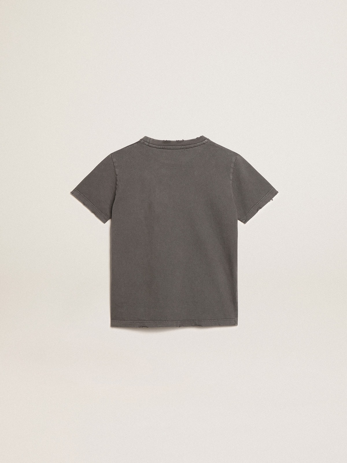 Boys' T-shirt in gray with distressed treatment| Golden Goose