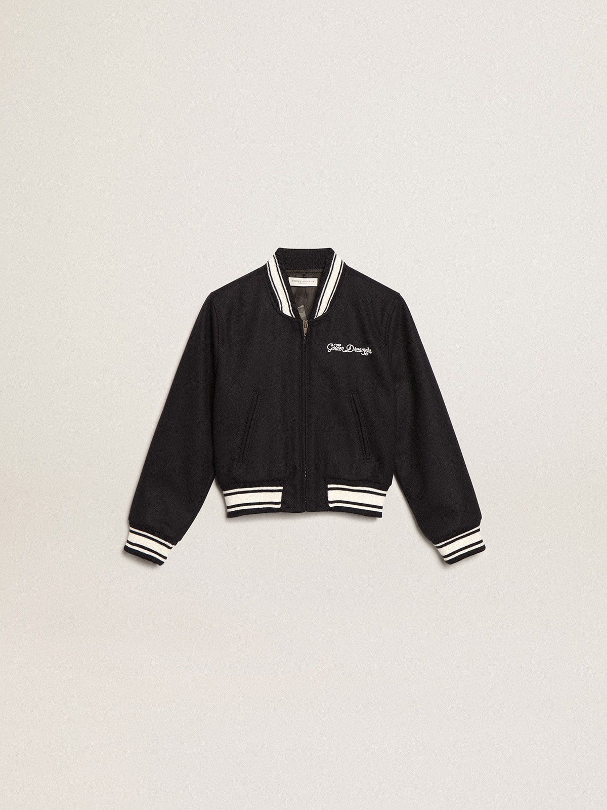 Boys' bomber jacket in dark blue wool| Golden Goose