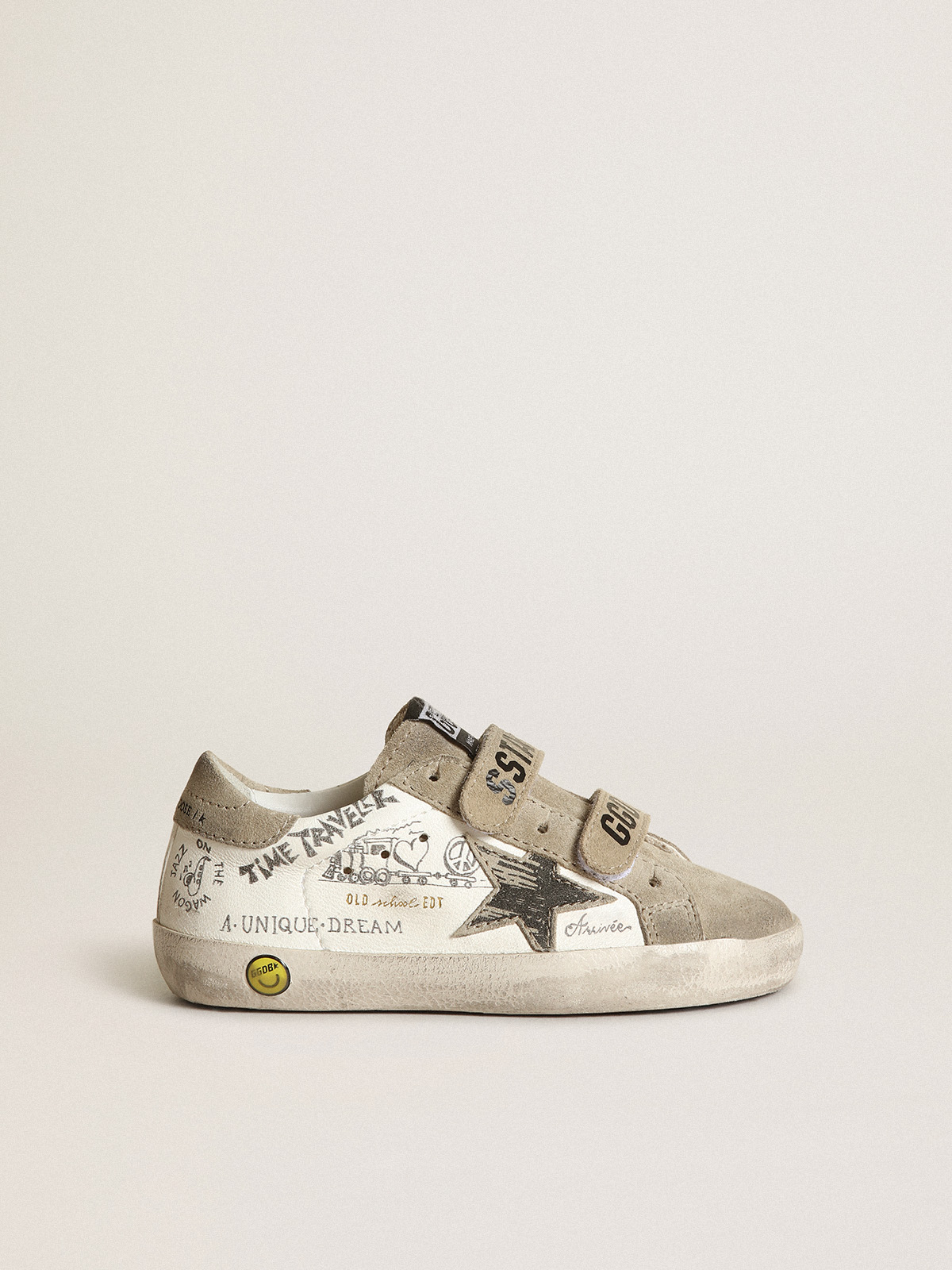 Young Old School in white nappa with dove gray inserts| Golden Goose