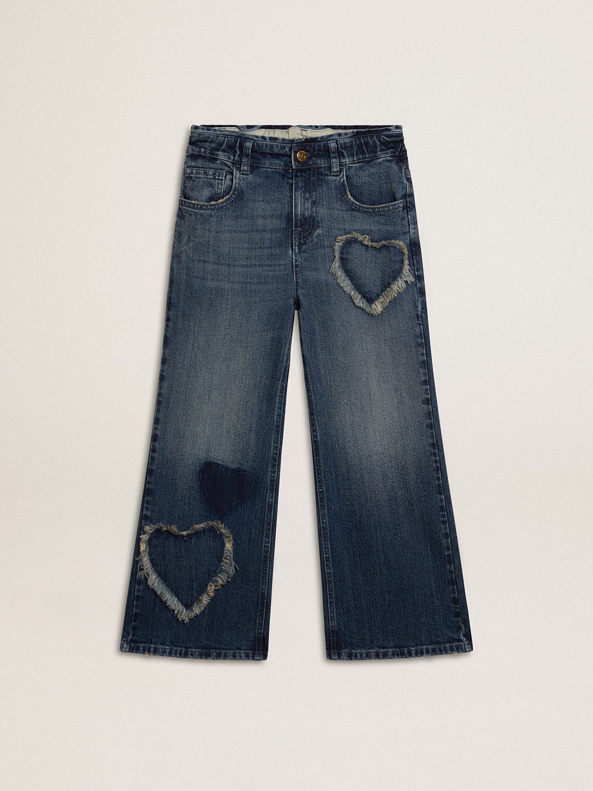 Girls' wide-leg jeans in blue denim| Golden Goose