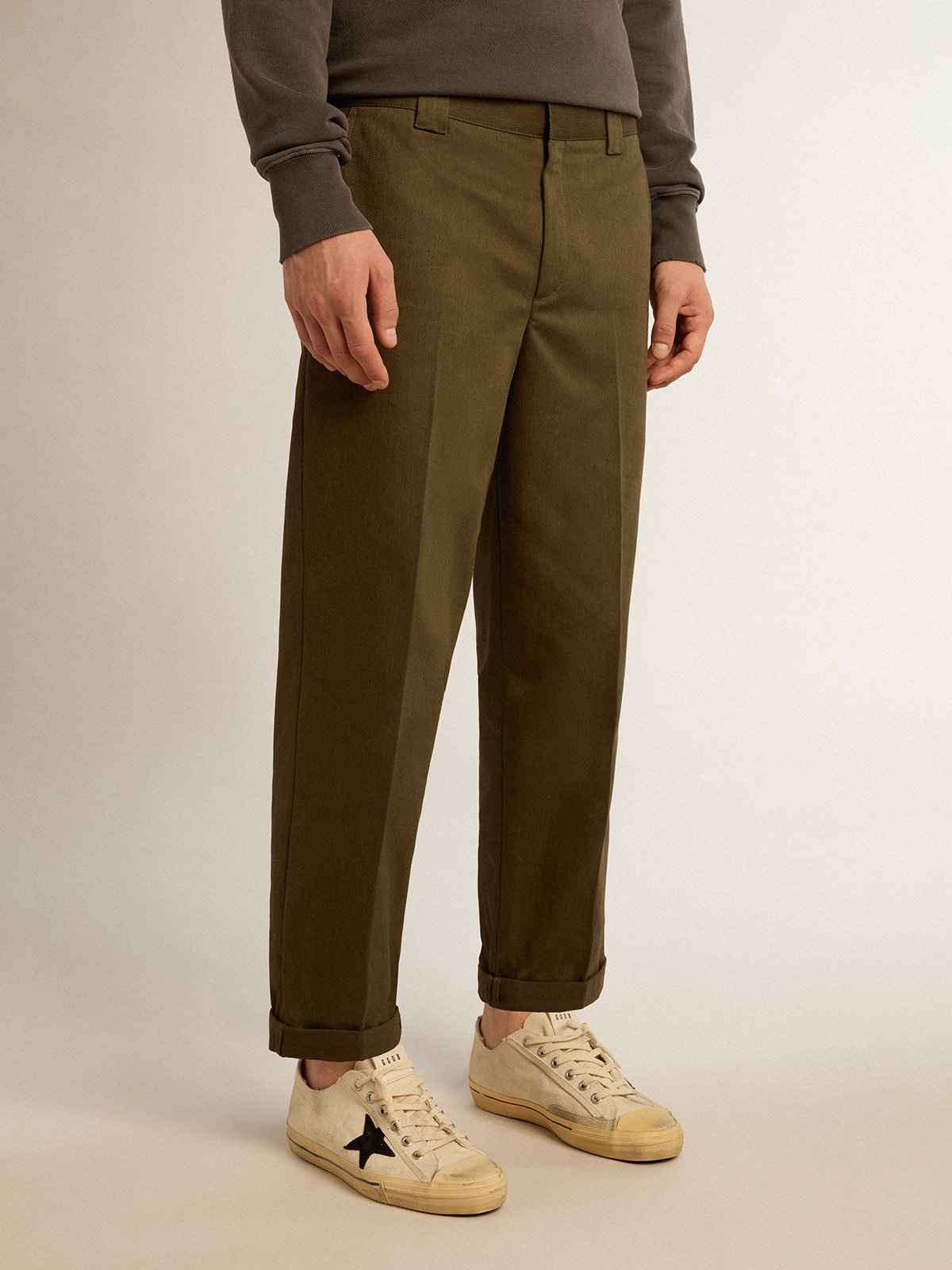 Military-green Golden Collection chinos| Golden Goose