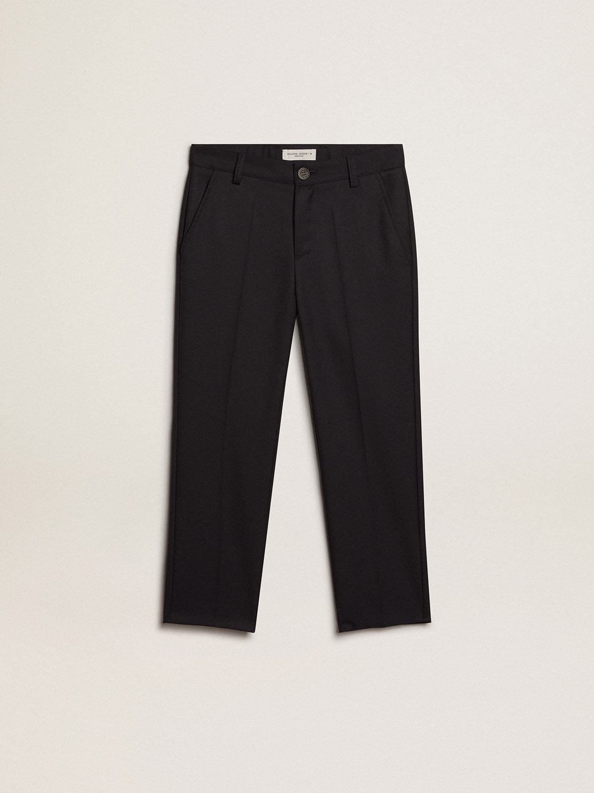 Boys' pants in dark blue wool| Golden Goose