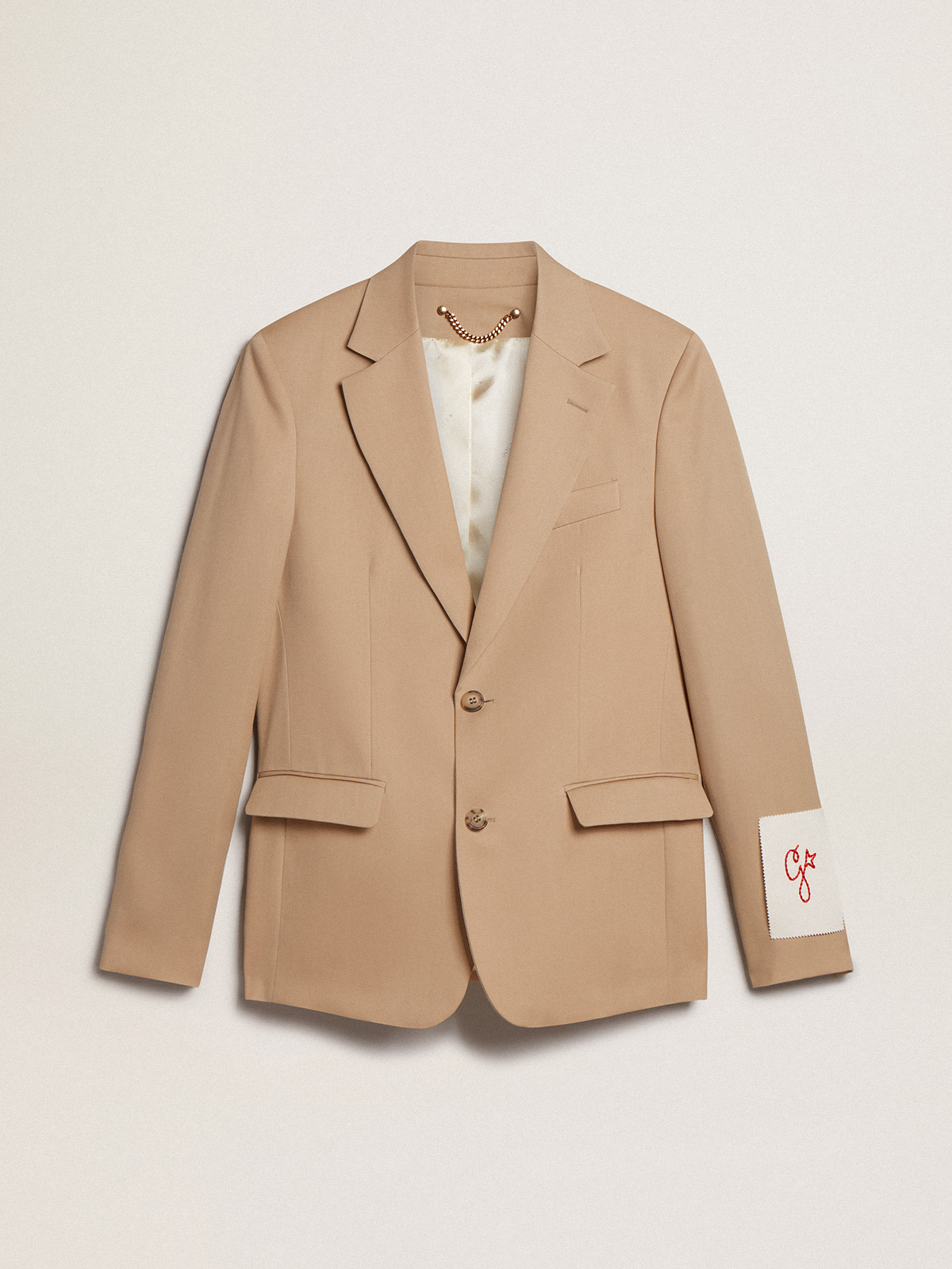 Single-breasted blazer in sand with horn buttons| Golden Goose