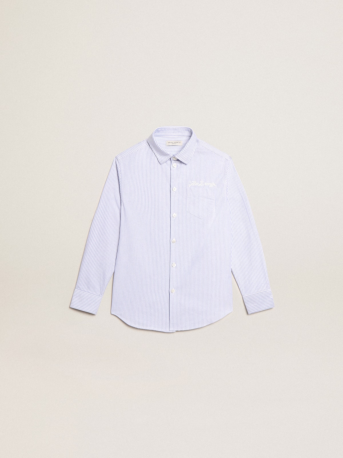 Boys' shirt with light blue stripes| Golden Goose