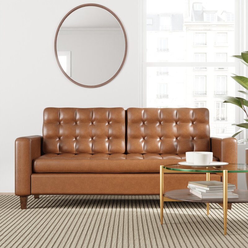 Milton 76a?? Vegan Leather Square Arm Sofa