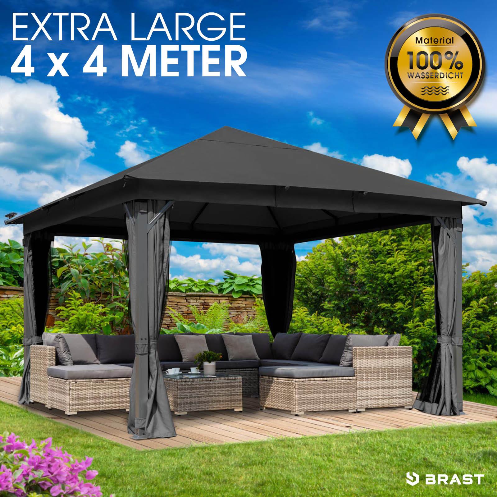 BRAST Alu Pavillon INFINITY 4x4m dunkelgrau