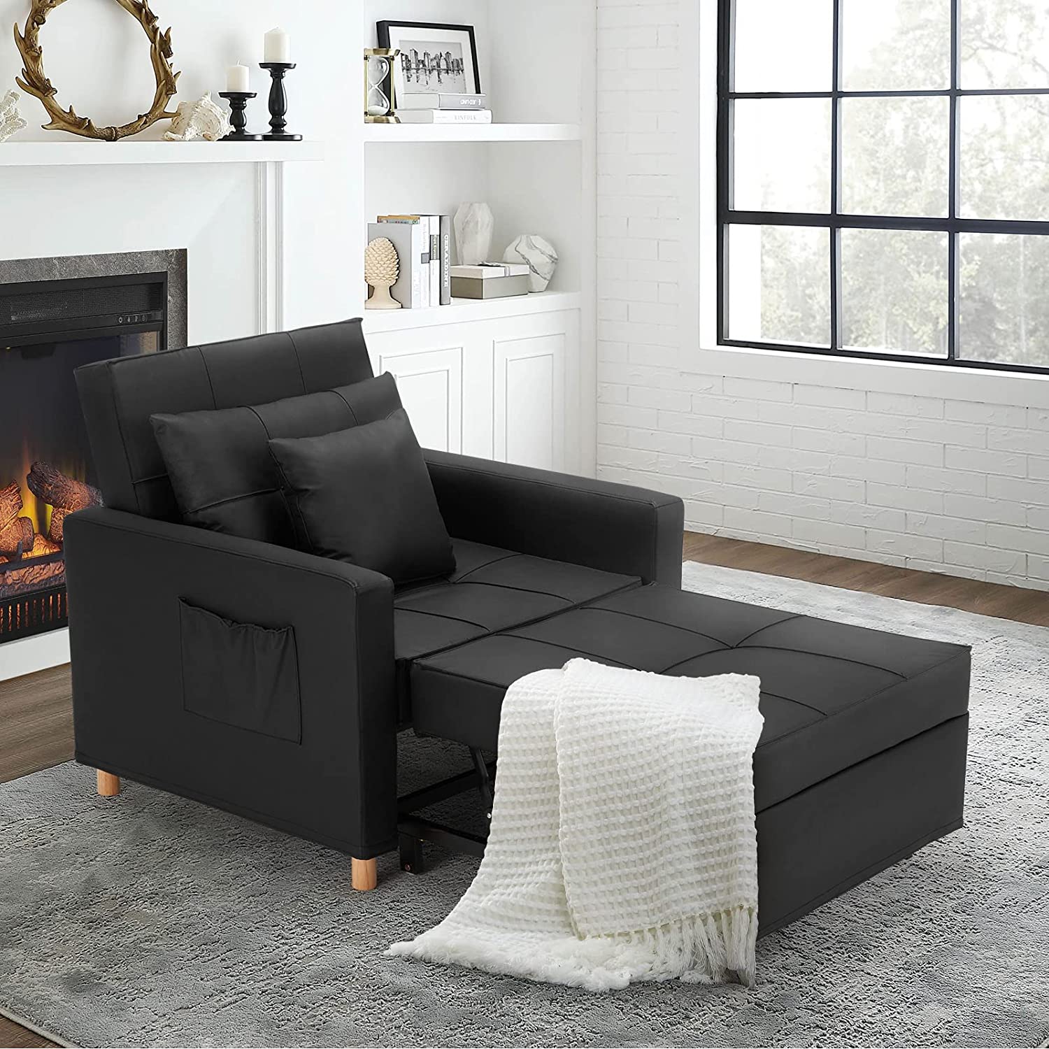e??�� 40 Inch 3-in-1 Convertible Chair Bed,Sofa Bed.