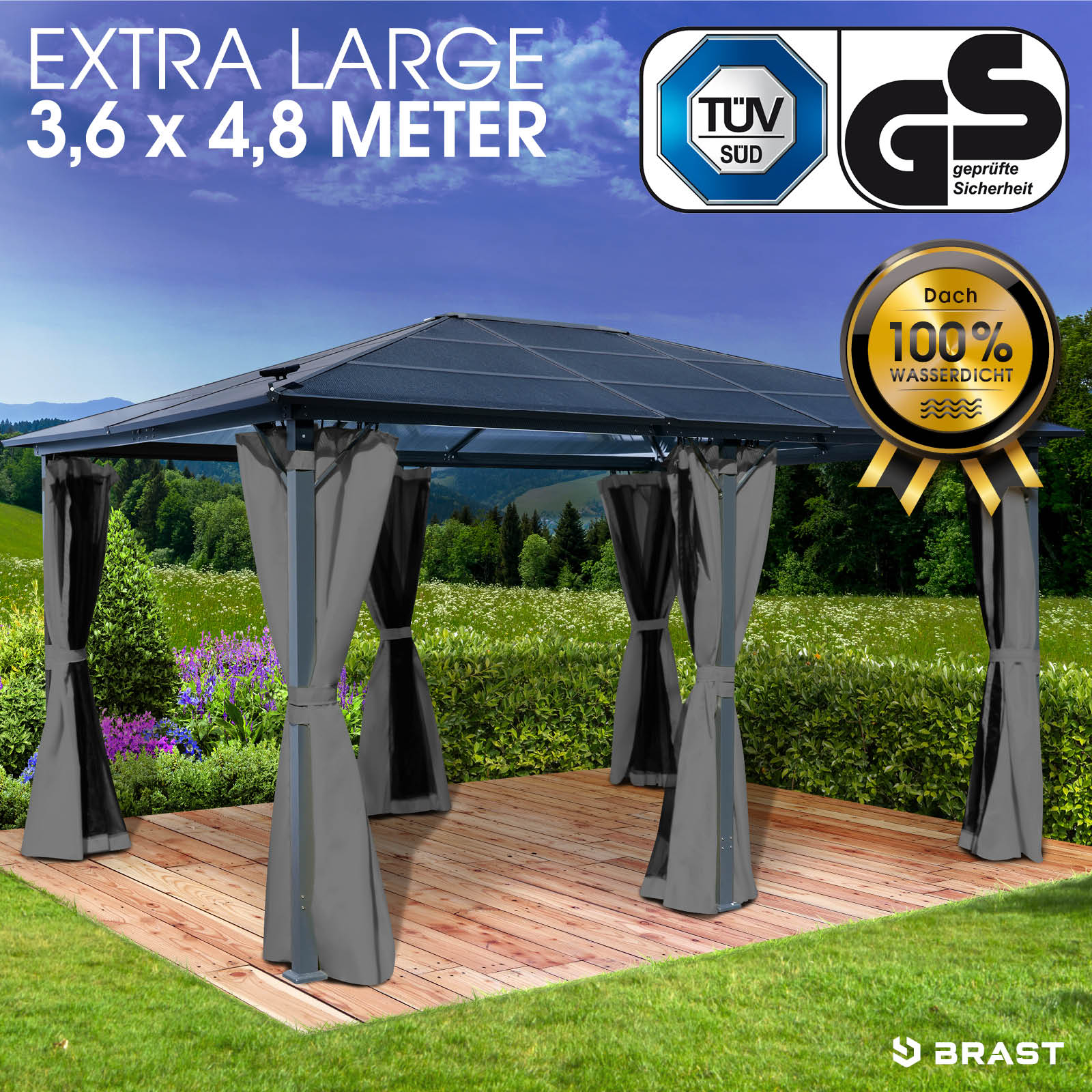 BRAST Alu Pavillon PREMIUM 3,6x4,8m beige
