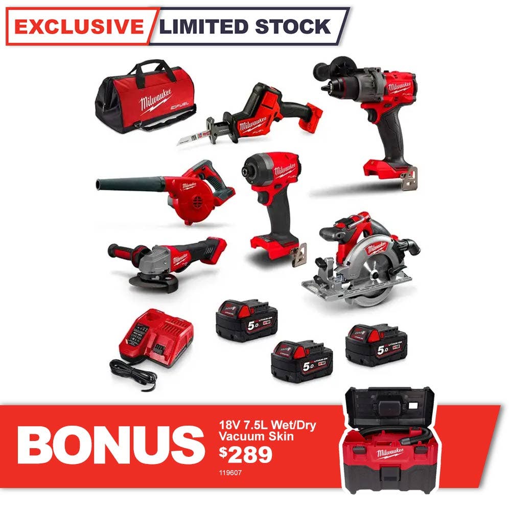 MILWAUKEE 18V FUEL™6 Piece 3 x 5.0Ah Combo Kit M18FPP6A3503B