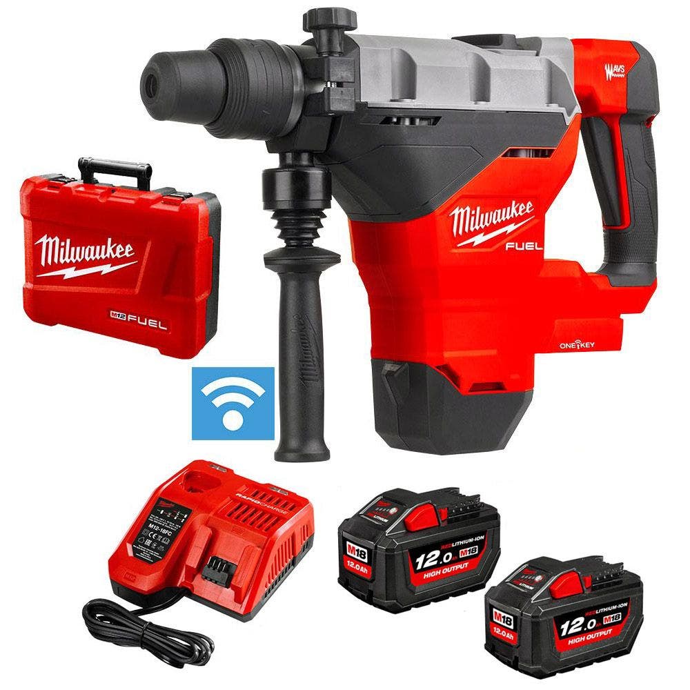 MILWAUKEE 18V FUEL™2 x 12.0Ah 44mm SDS Max Rotary Hammer Kit M18FHM-122C