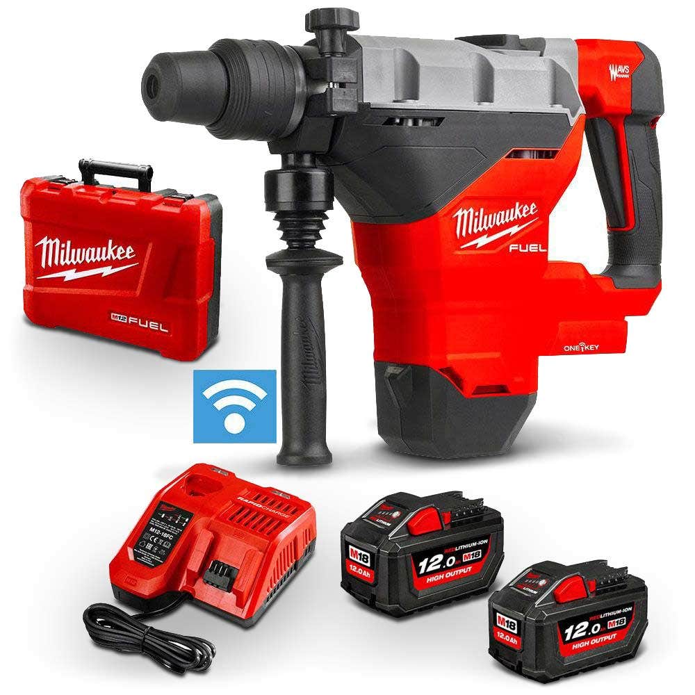 MILWAUKEE 18V FUEL™2 x 12.0Ah 44mm SDS Max Rotary Hammer Kit M18FHM-122C