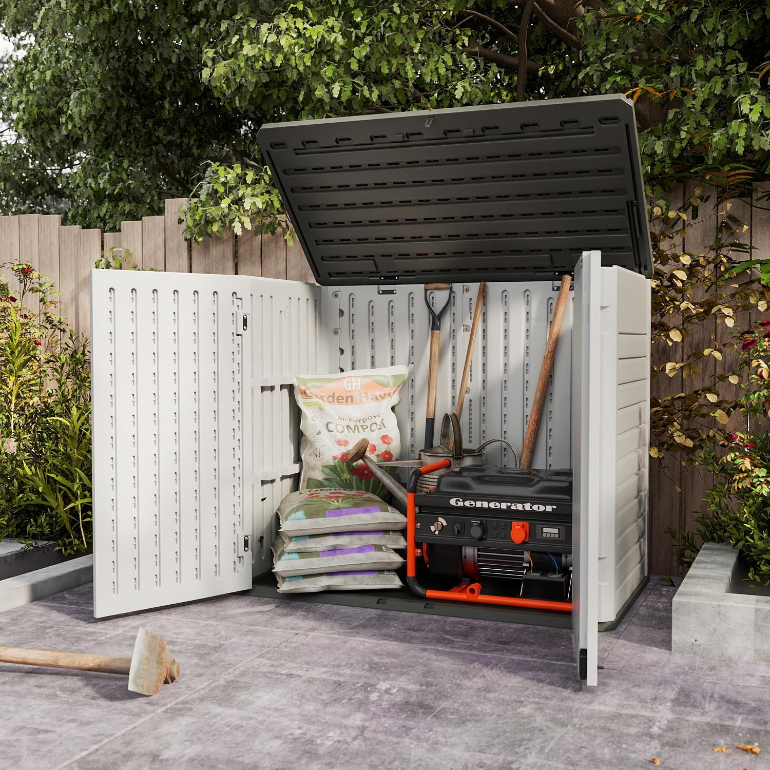 50-in L x 29-in 202- Gallons Gray Plastic Deck Box