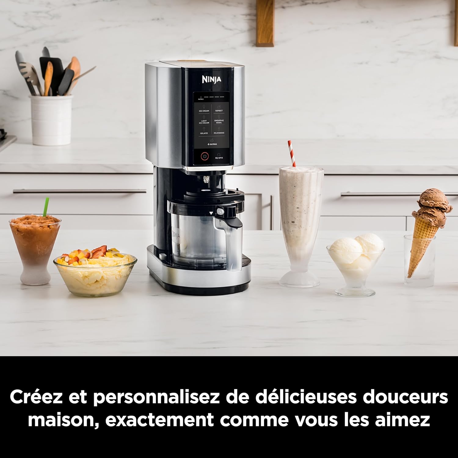 Ninja CREAMi 7 Programs Ice Cream Maker Ice Cream Maker Maker Ice Cream Maker for Making Ice Cream, Gelato, Sorbet, Smoothie Bowls or Milkshakes, 1.4L, NC300EU
