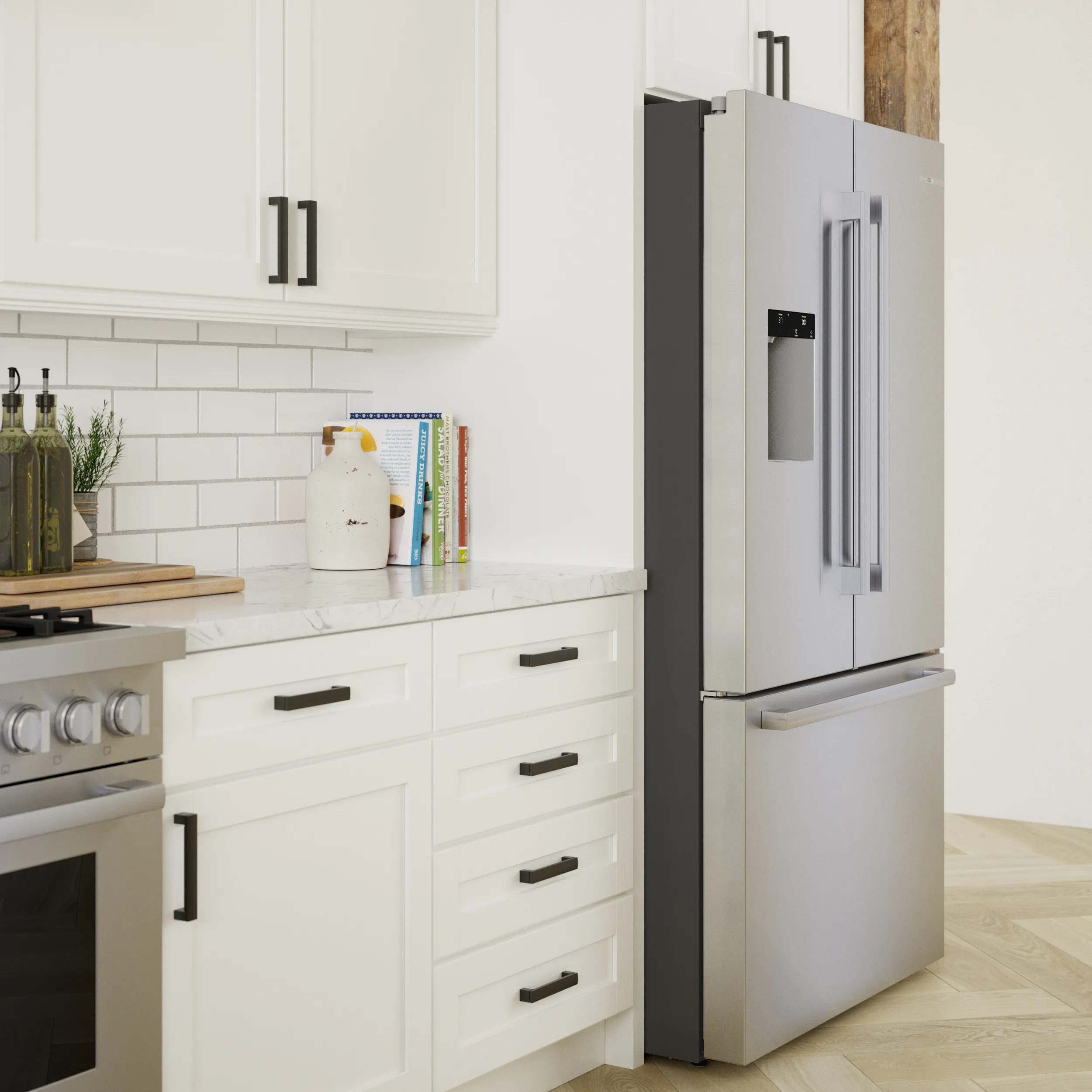 Bosch B36FD52SNS 500 Series French Door Bottom Mount Refrigerator 36'' Stainless steel (with anti-fingerprint), Total No Frost