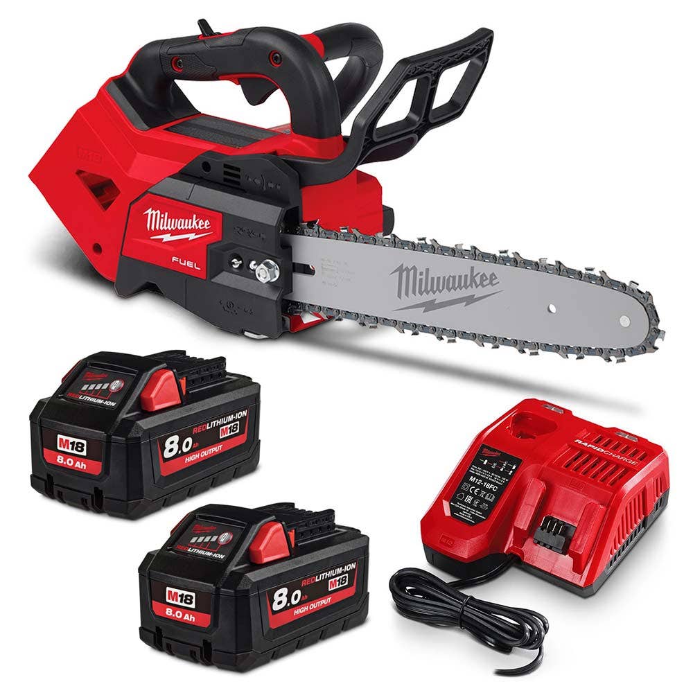 MILWAUKEE 18V FUEL™2 x 8.0AH 305mm (12") Top Handle Chainsaw Kit M18FTCHS12802