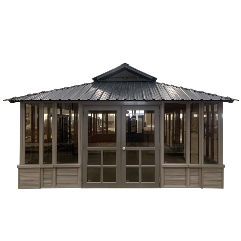 28 Ft. W x 15.5 FT. D Solid Wood Patio Gazebo