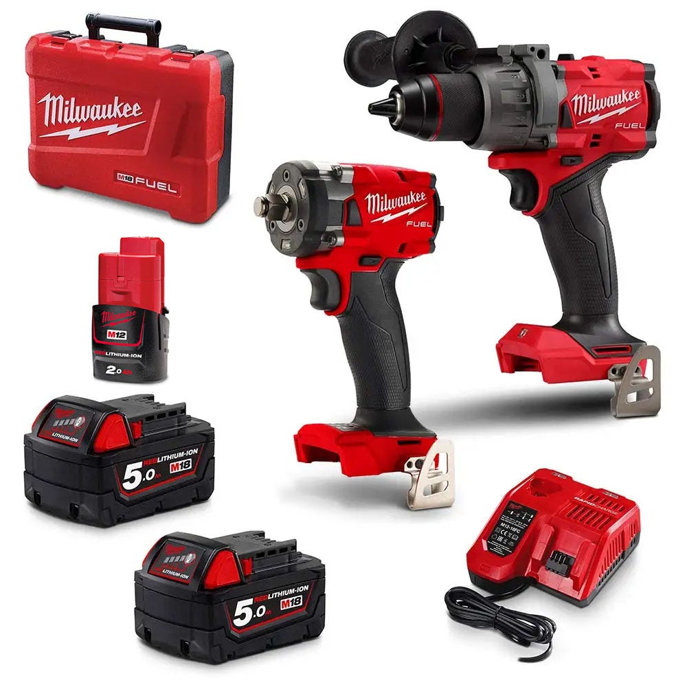 MILWAUKEE 18V FUEL™2 Piece 2 x 5.0Ah / 1 x 2.0Ah Combo Kit M18FPP2B3502C