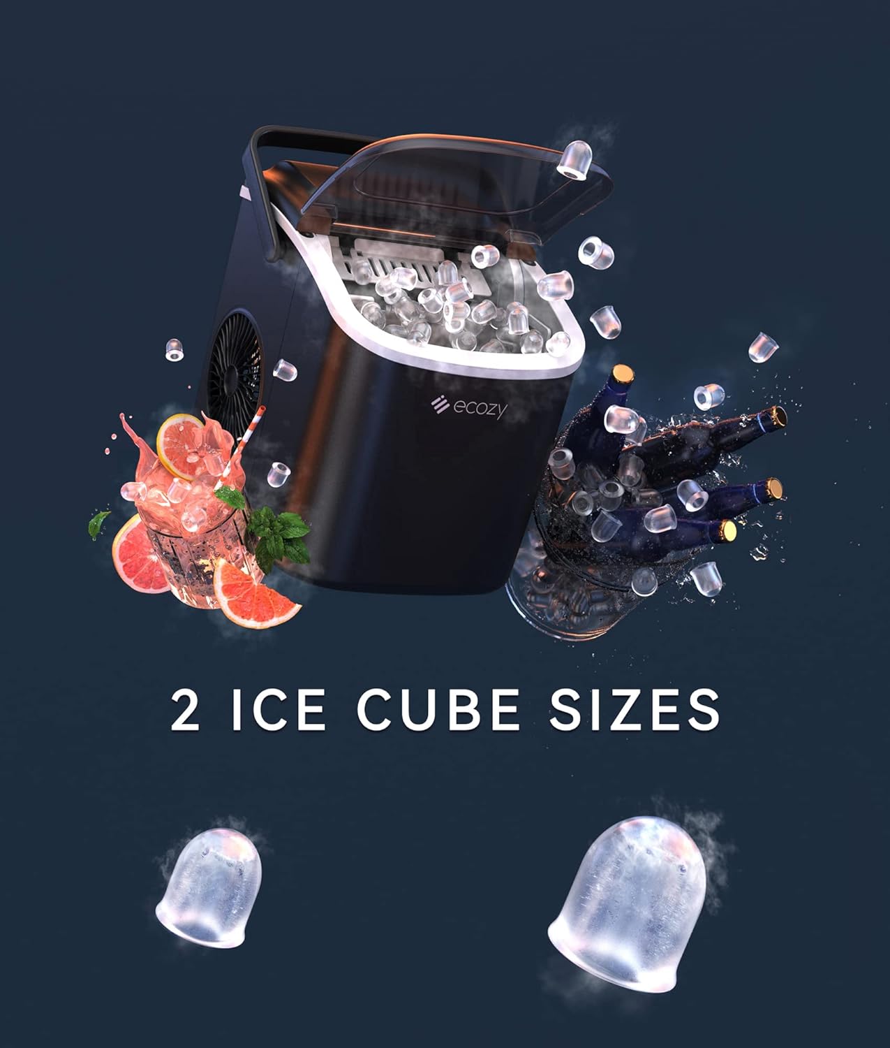 ecozy Portable Countertop Ice Maker - 9 Ice Cubes in 6 Minutes