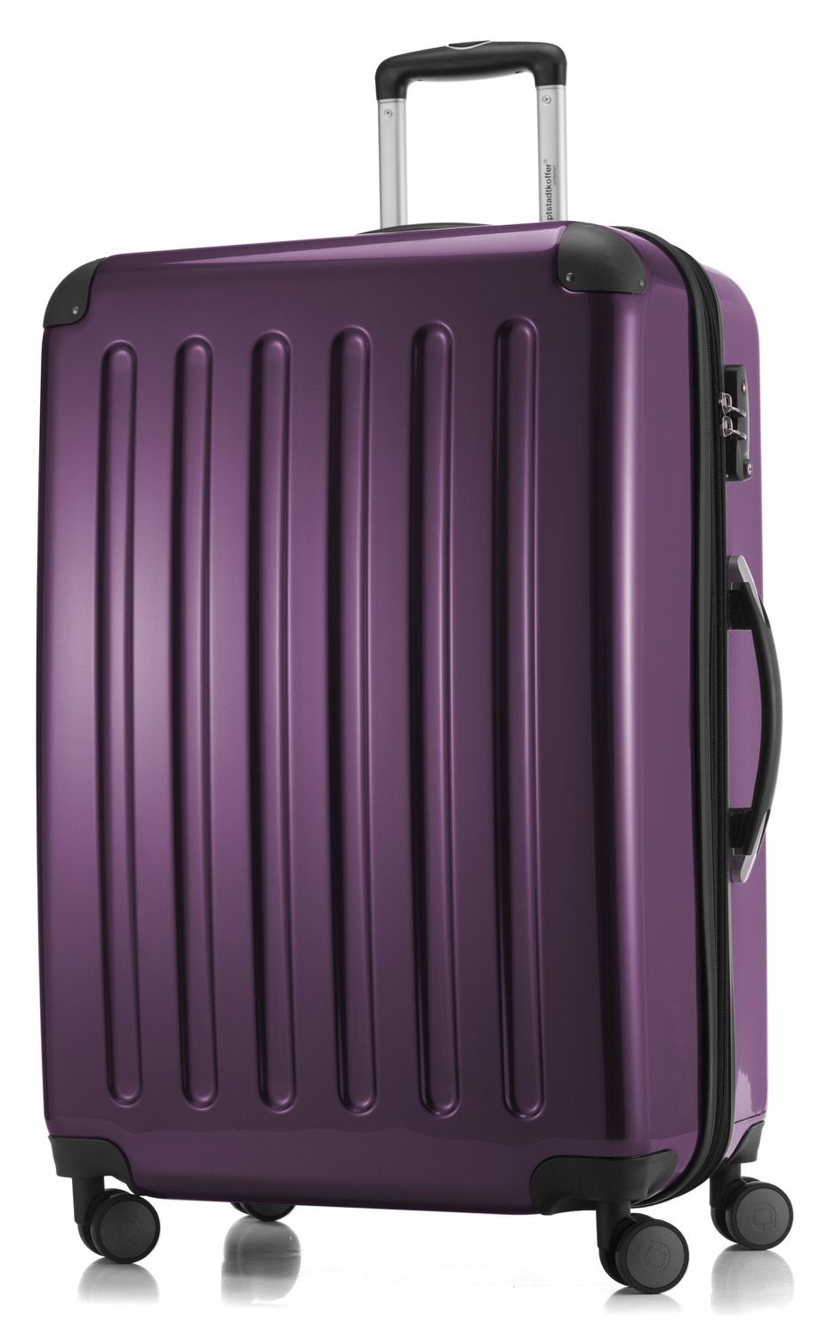 Alex - suitcase hard shell black glossy, TSA, 75 cm, 119 liters