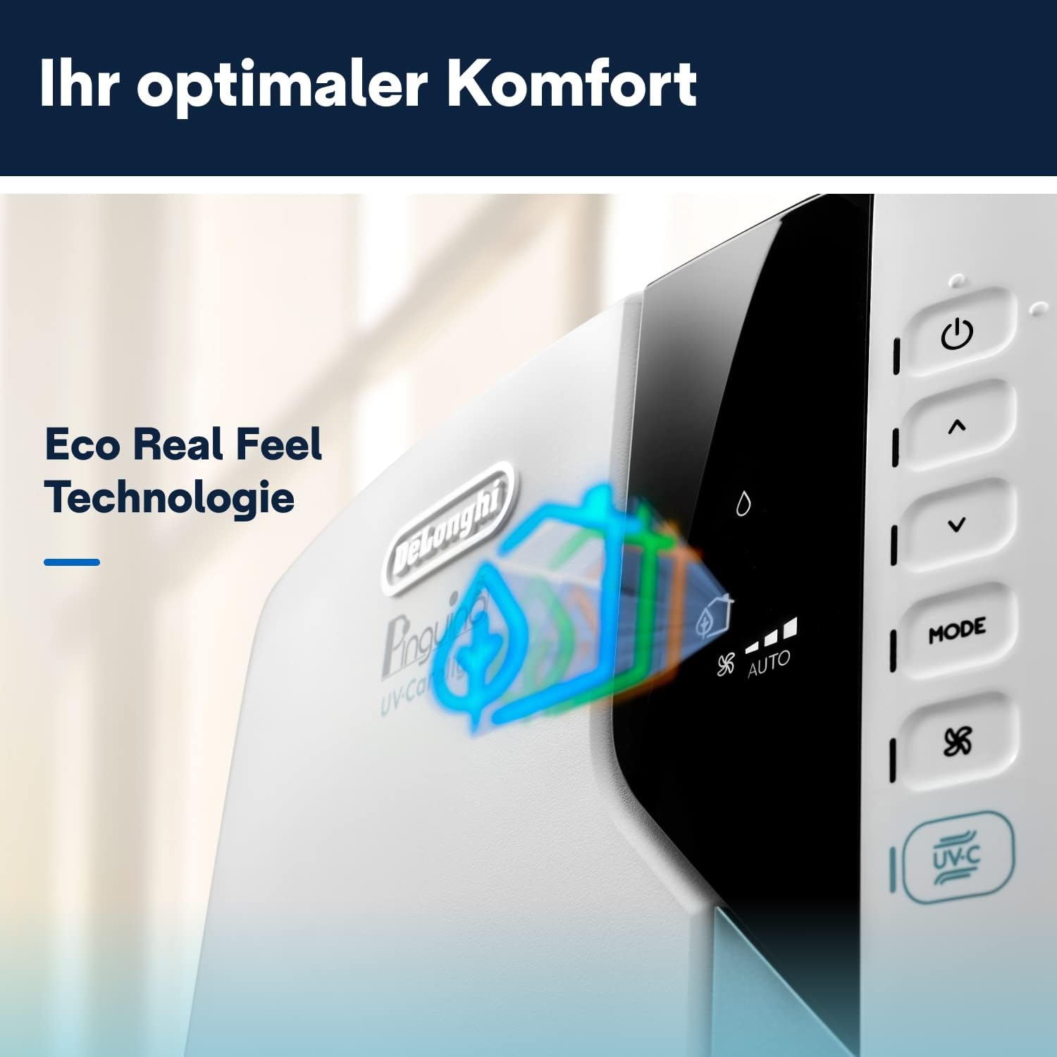 De'Longhi Pinguino PAC EX UV-Carelight, mobile air conditioner with EcoRealFeel