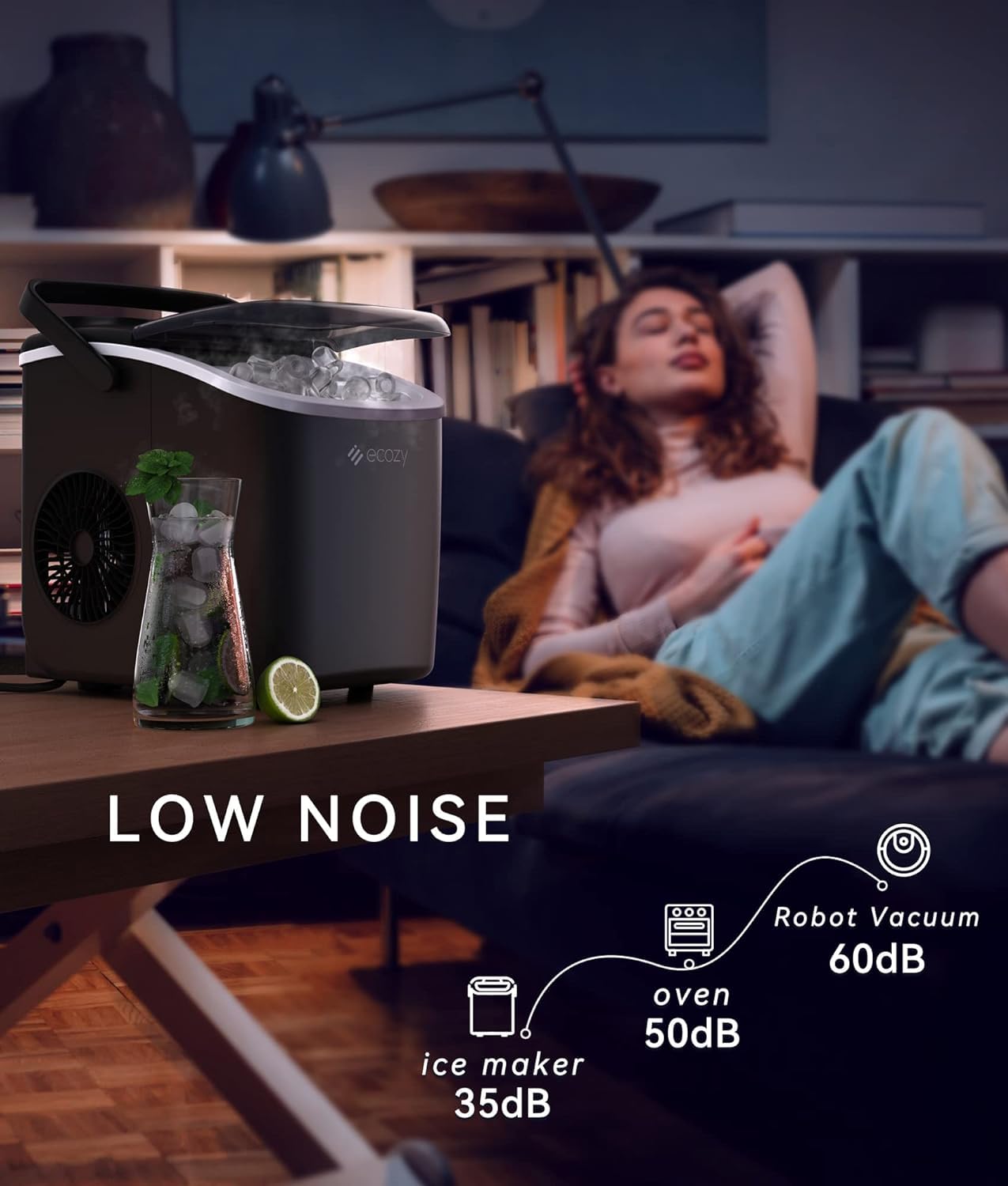 ecozy Portable Countertop Ice Maker - 9 Ice Cubes in 6 Minutes