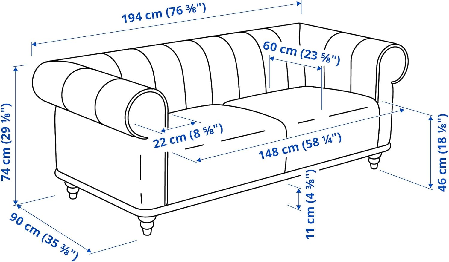 IKEA VISKAFORS 2-seat Sofa, Lejde Light Beige/Brown