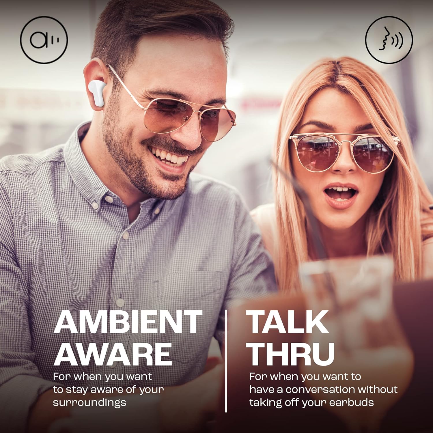 YBL Wave Beam In-Ear Wireless Earbuds with IP54 and IP2 Waterproofing, Hands-Free Calling and 32-Hour Battery Life, White