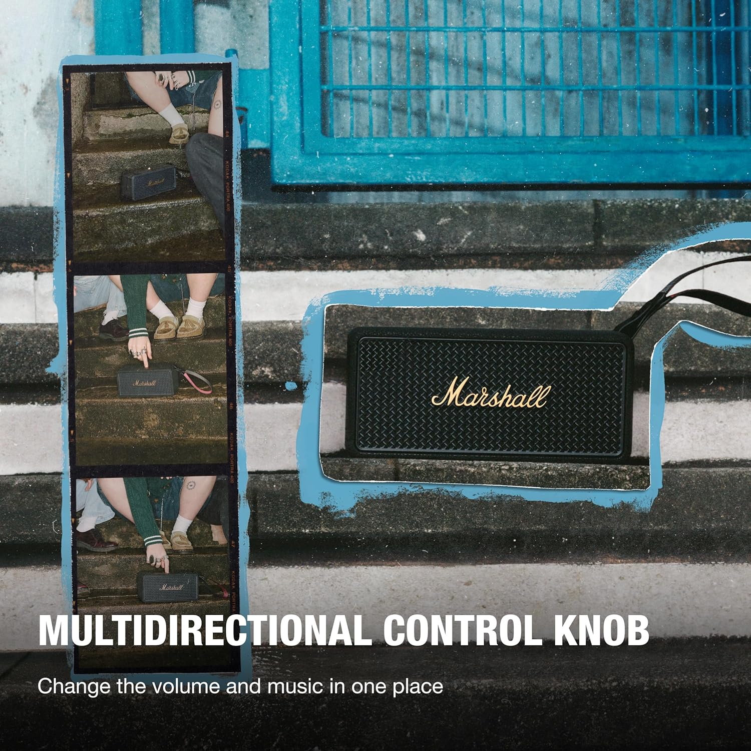 Marshall Middleton II Bluetooth Portable Speaker, 30+ hours of portable playtime, waterproof IP67 - Black & Brass