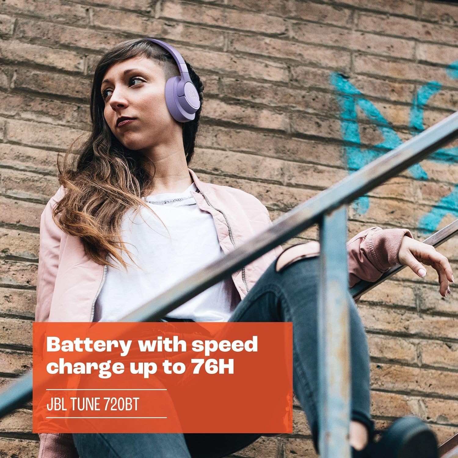 720 BT Wireless Over-Ear Headphones with Pure Bass Sound, Bluetooth 5.3, Hands-Free Calls, Audio Cable and 76-Hour Battery Life, White
