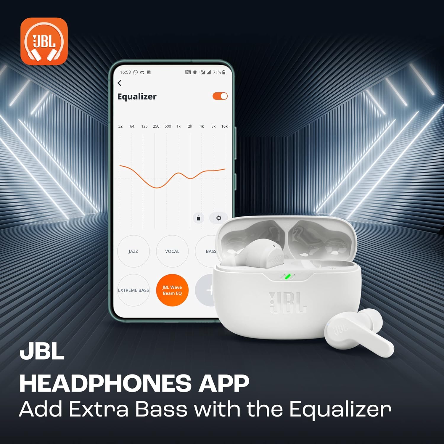 YBL Wave Beam In-Ear Wireless Earbuds with IP54 and IP2 Waterproofing, Hands-Free Calling and 32-Hour Battery Life, White