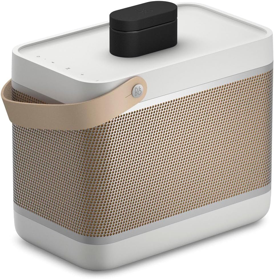 Bang & Olufsen Beolit 20 - Powerful Loud Wireless Home and Portable Bluetooth Speaker with 360 Degree Sound and Integrated Qi Wireless Phone Charging Pad - Gray Mist