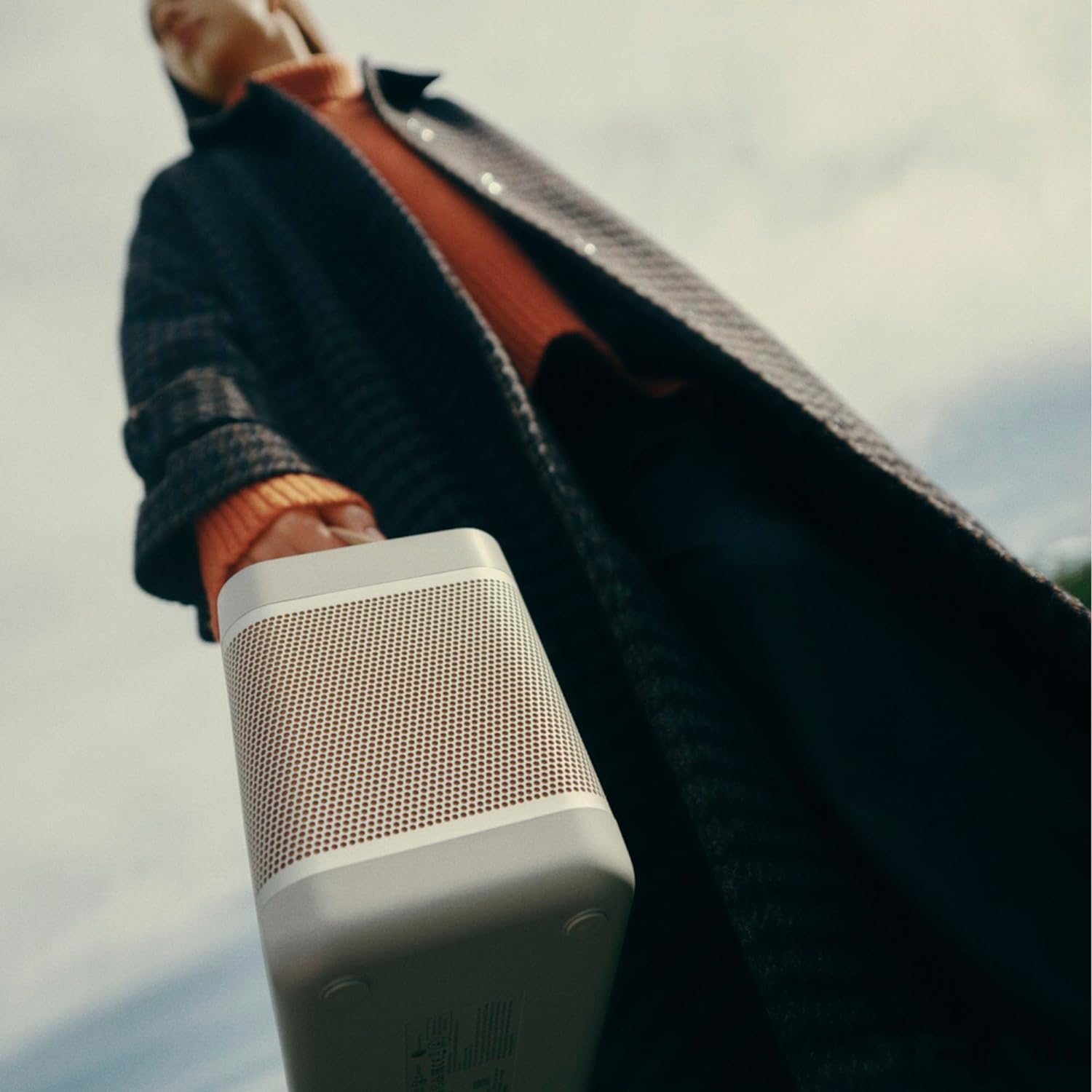 Bang & Olufsen Beolit 20 - Powerful Loud Wireless Home and Portable Bluetooth Speaker with 360 Degree Sound and Integrated Qi Wireless Phone Charging Pad - Gray Mist