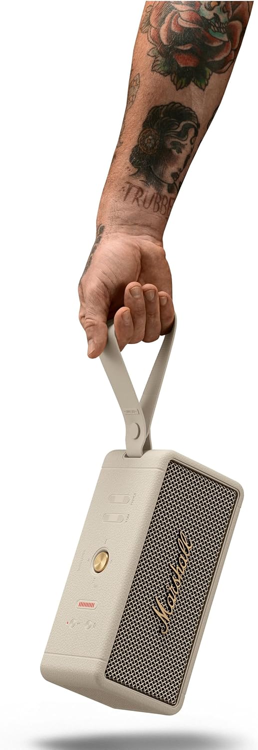 Marshall Middleton Bluetooth Wireless Portable Speaker, 20+ Hours Portable Playtime, Water Resistant IP67 - Cream