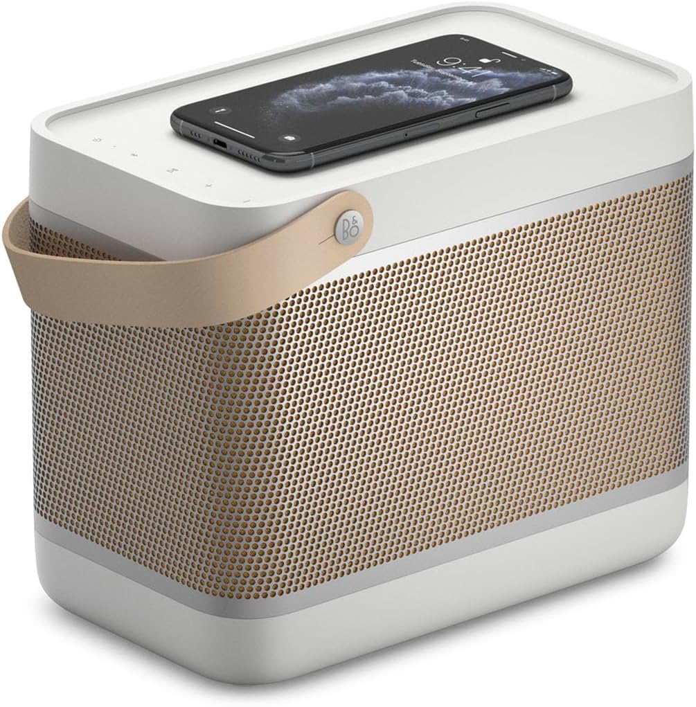 Bang & Olufsen Beolit 20 - Powerful Loud Wireless Home and Portable Bluetooth Speaker with 360 Degree Sound and Integrated Qi Wireless Phone Charging Pad - Gray Mist