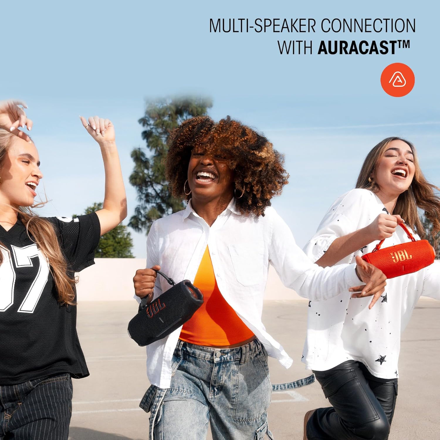 6, Wireless Portable Bluetooth Speaker, 28 Hours of Playtime, IP68 Waterproof, Dustproof and Drop-Proof, Pro Sound with AI Sound Boost, Auracast Multi-Speaker Connection, Black