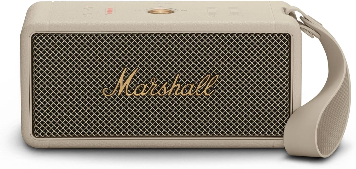 Marshall Middleton Bluetooth Wireless Portable Speaker, 20+ Hours Portable Playtime, Water Resistant IP67 - Cream