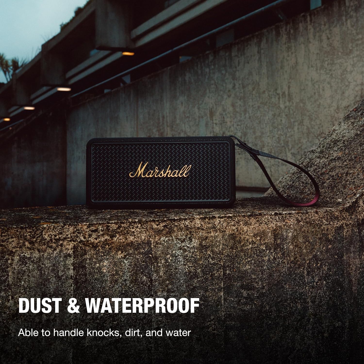 Marshall Middleton II Bluetooth Portable Speaker, 30+ hours of portable playtime, waterproof IP67 - Black & Brass