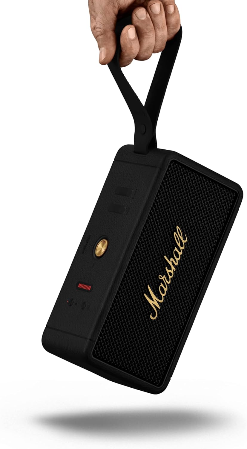 Marshall Middleton Bluetooth Wireless Portable Speaker, 20+ hours of portable playtime, IP67 water resistance - Black & Brass