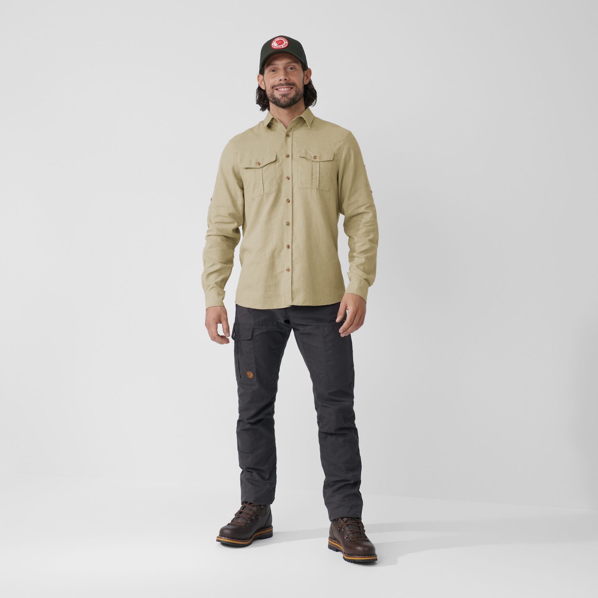 Fjällräven Men's Övik Travel Long Sleeved Shirt Dark Navy/Patina Green