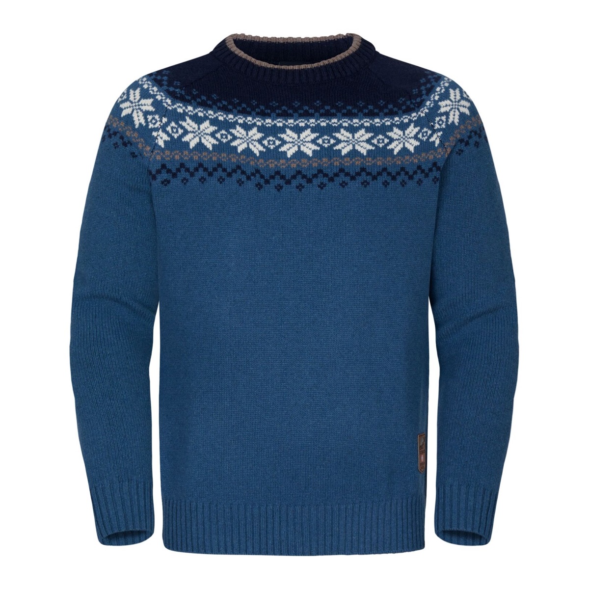 Gridarmor Men's Snøkrystall Round Neck Ullgenser Blue/White/Navy