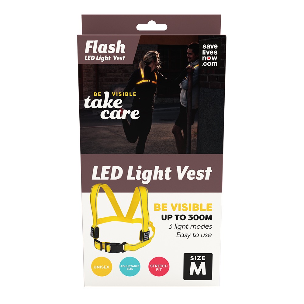 Save Lives Now Flash Led Light Vest Large Yellow